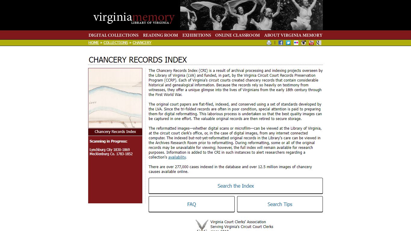 Virginia Memory - Chancery Records Index