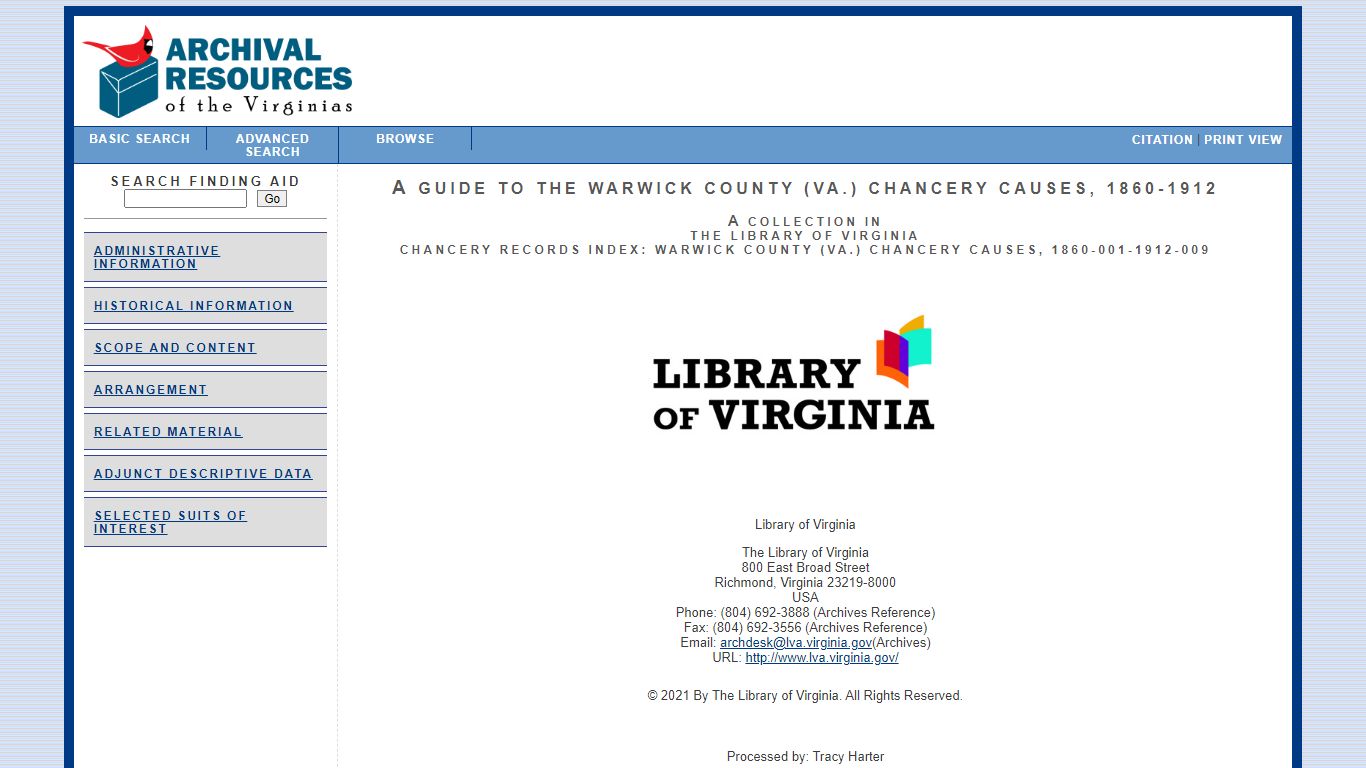 A Guide to the Warwick County (Va.) Chancery Causes, 1860 ...