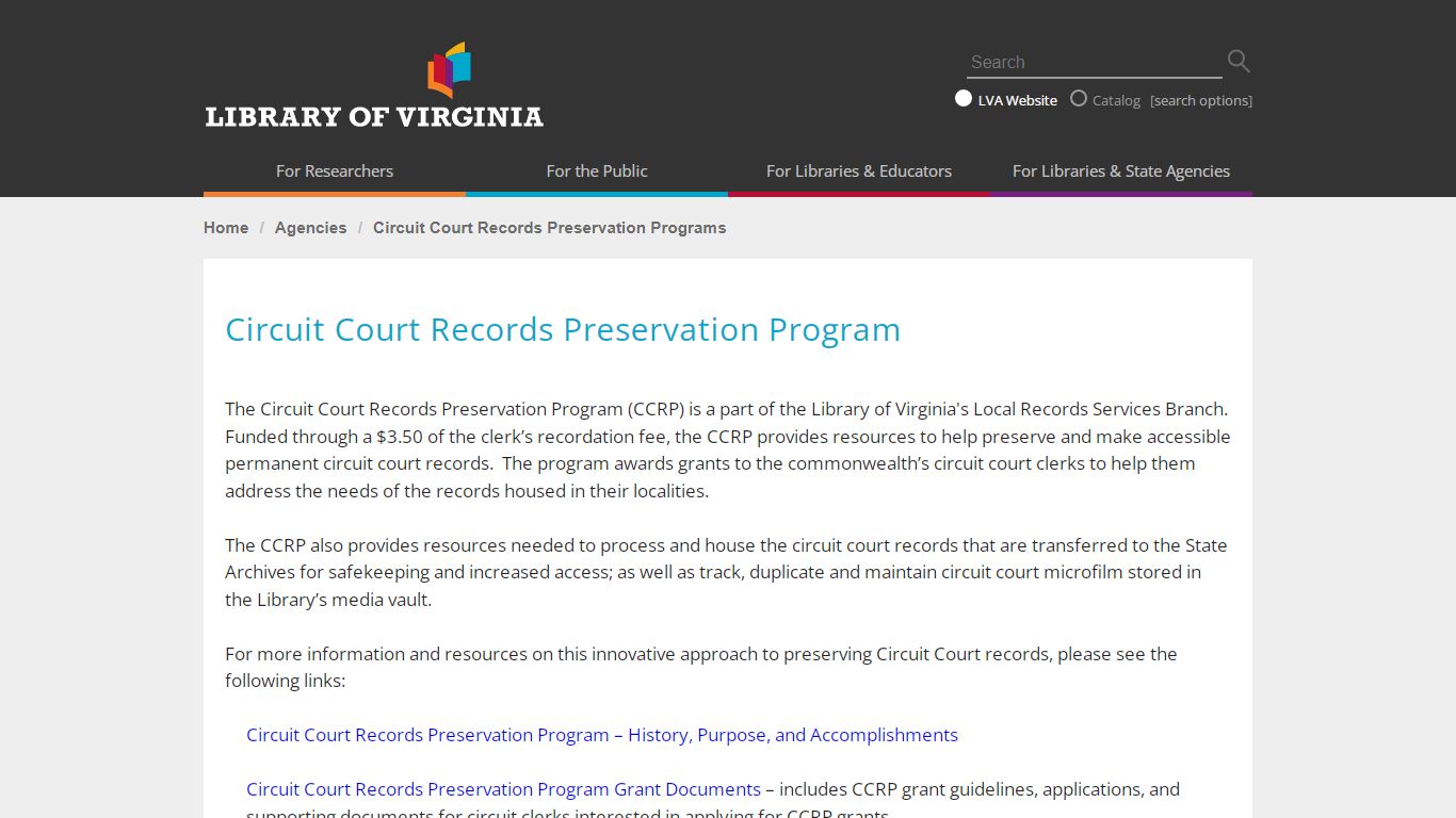 Library of Virginia Circuit Court Records Preservation Program
