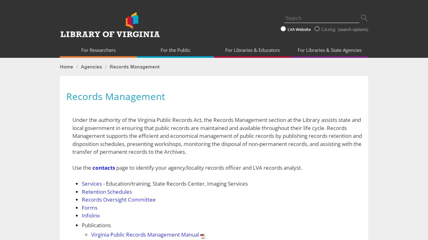 Library of Virginia Records Management